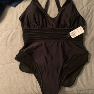 Black, mesh, swimsuit 0X Forever 21